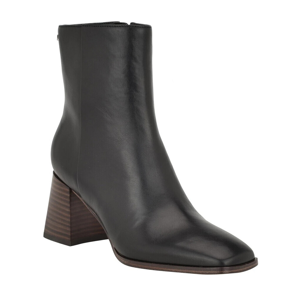 Calvin Klein Broma Boots Women's 7 Black Leather Block Heel Ankle Bootie LION135